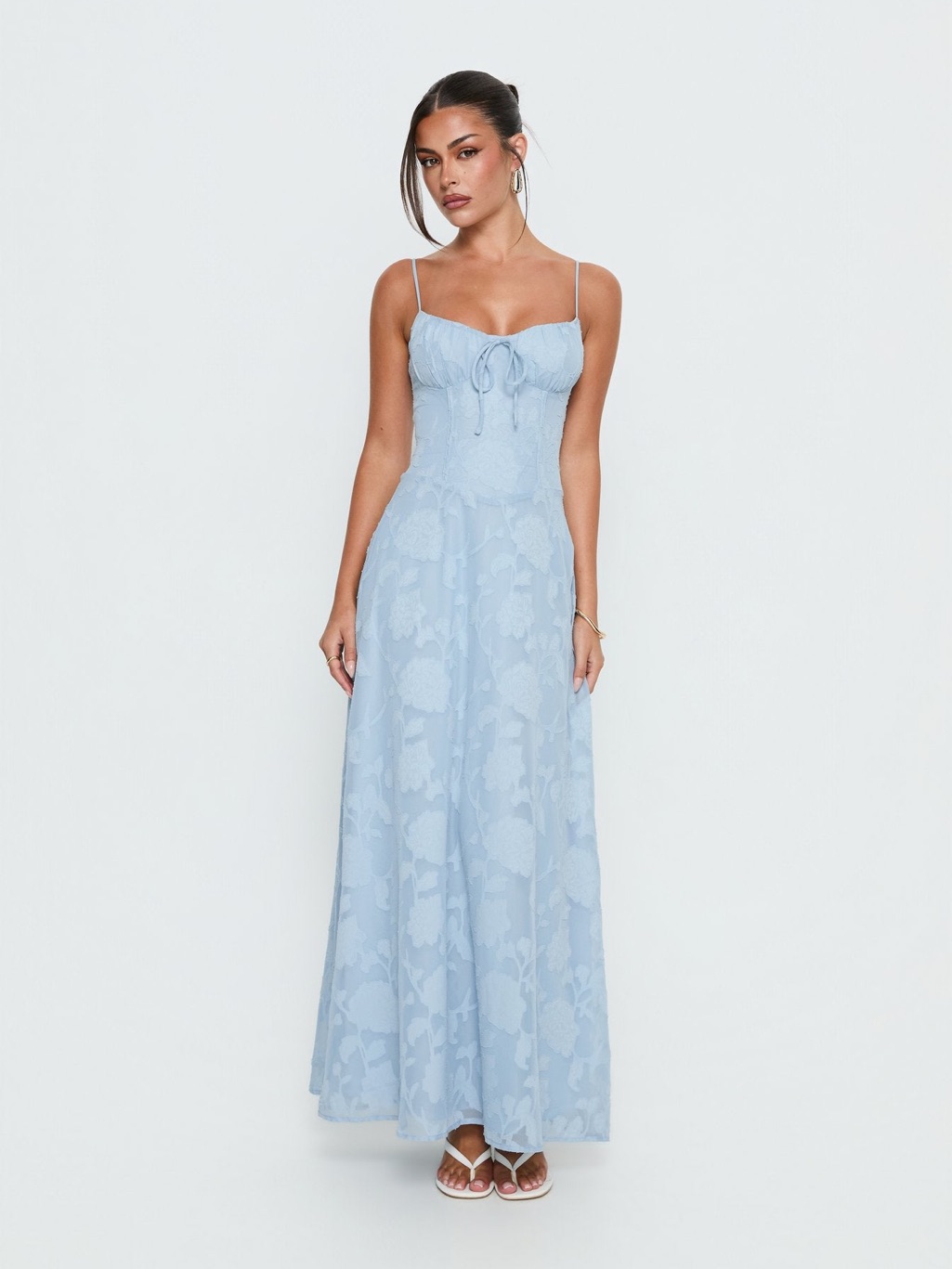 Princess Polly Members Only Maxi Dress Blue Burnout